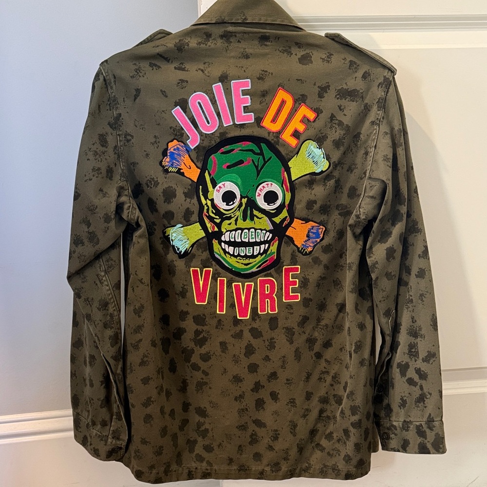 LIBERTINE Olive Green Patchwork Jacket with Colorful Embroidered Patches - Picture 2 of 8